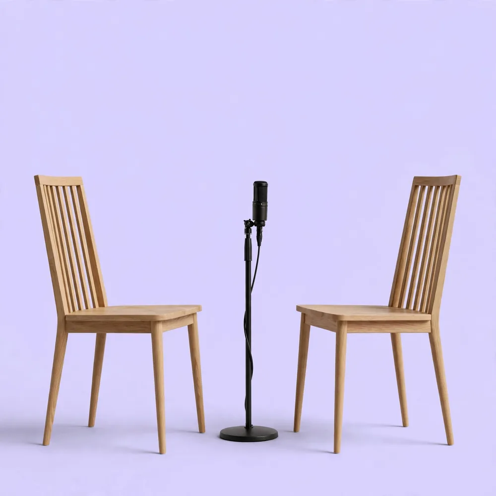 Two chairs and a microphone